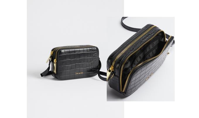 Sac Crossbody Ted Baker Croc Effect Mini Camera Noir Femme | JCR-97036950